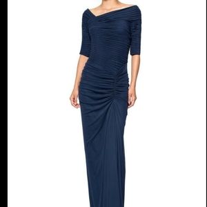 Tadashi Shoji Indigo Asymmetrical Gown